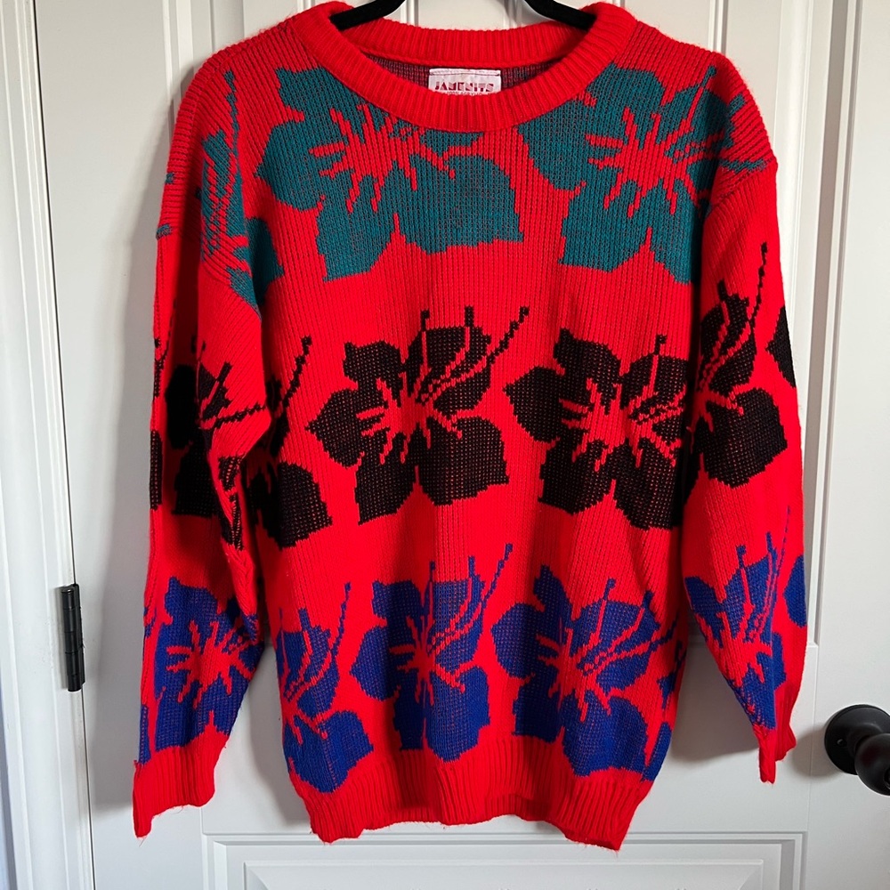 Vintage 1990s floral Hawaiian sweater